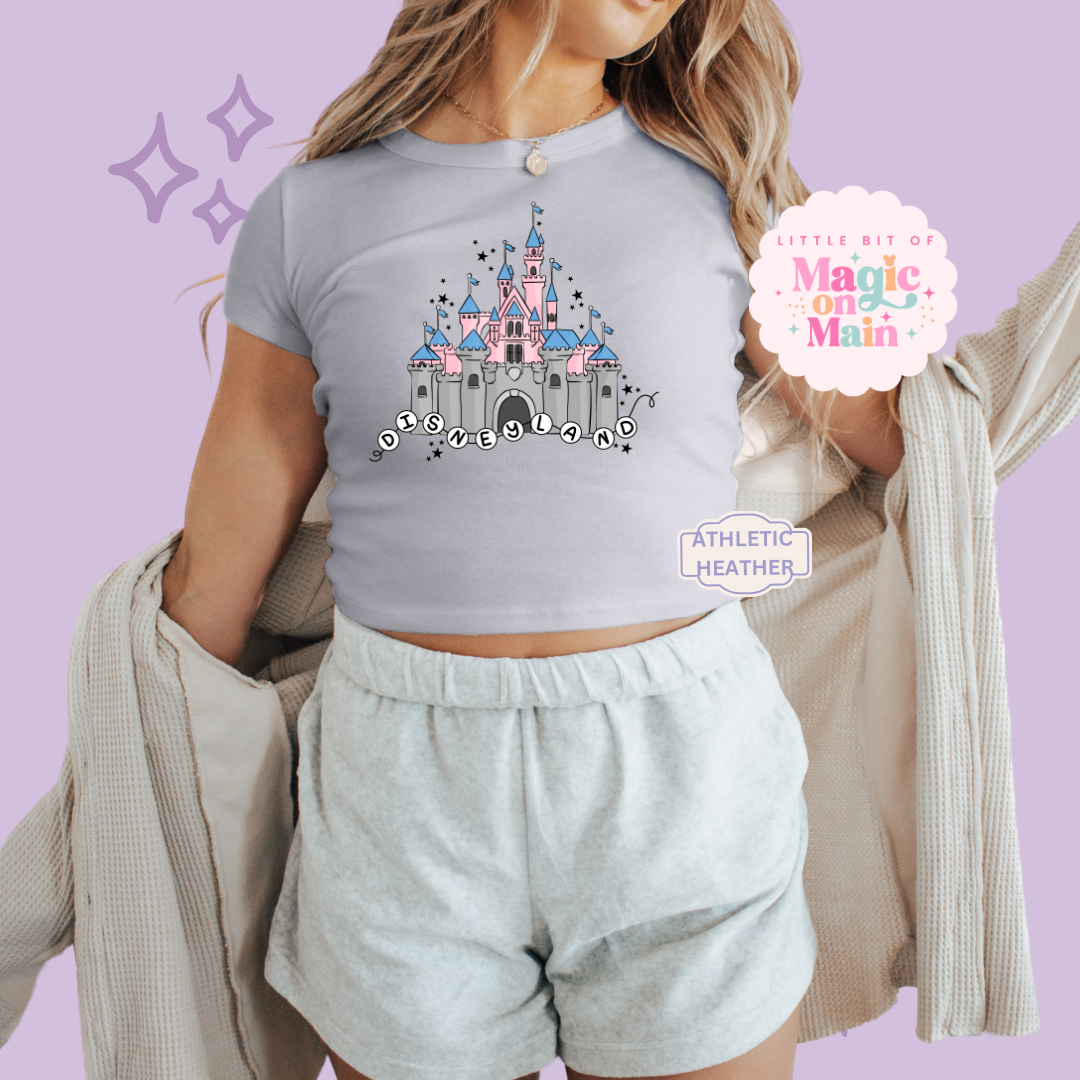 PRINTED DLAND CASTLE - WOMENS CROPPED RIBBED BABY TEE