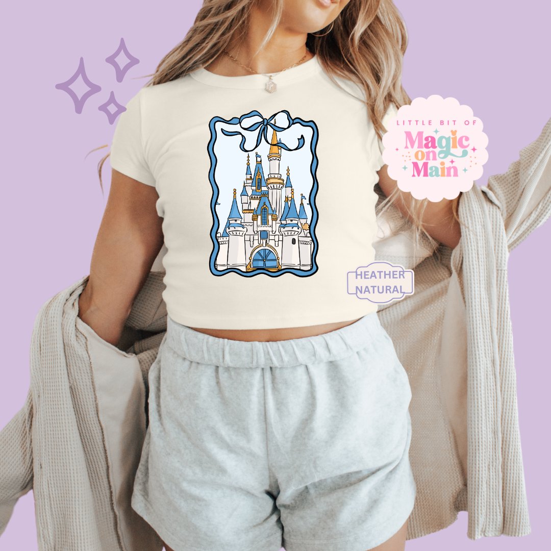 PRINTED DWORLD COQUETTE - WOMENS CROPPED RIBBED BABY TEE