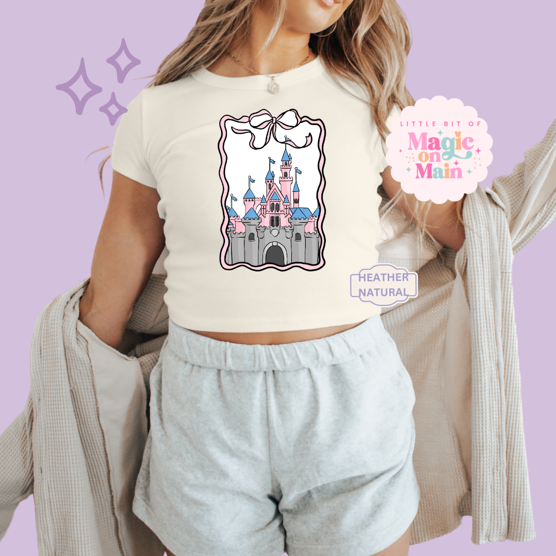 PRINTED DLAND COQUETTE - WOMENS CROPPED RIBBED BABY TEE