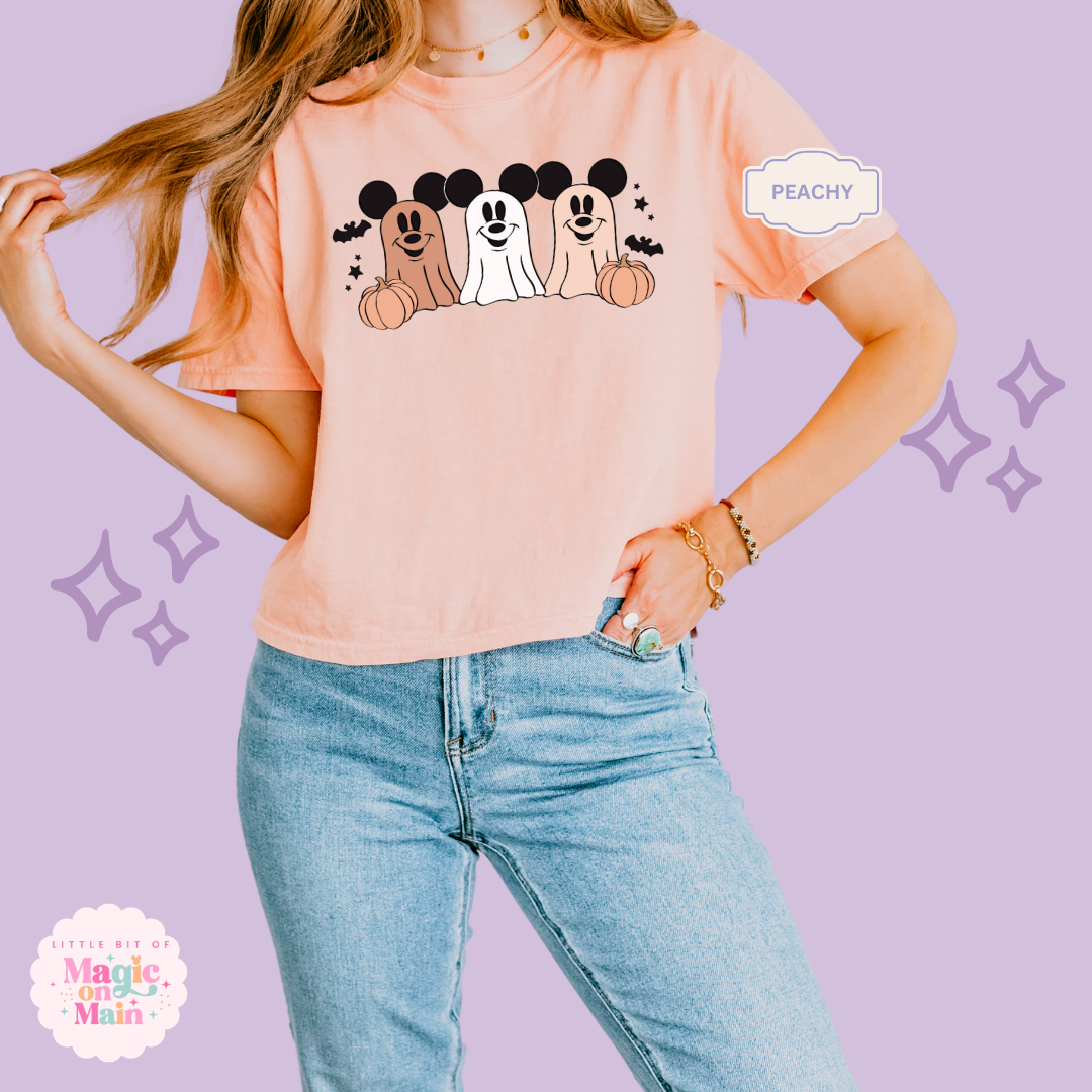 PRINTED 3 MICKEY GHOSTS - WOMENS BOXY T-SHIRT