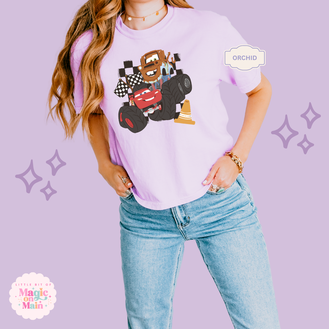 PRINTED CAR FRIENDS - WOMENS BOXY T-SHIRT