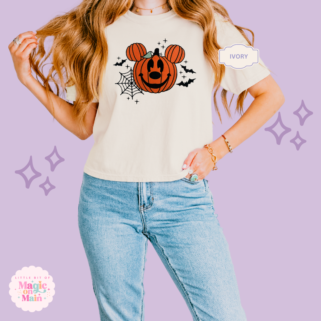 EMBROIDERED ORANGE PUMPKIN - EXCLUSIVE TO MoM - WOMENS BOXY T-SHIRT