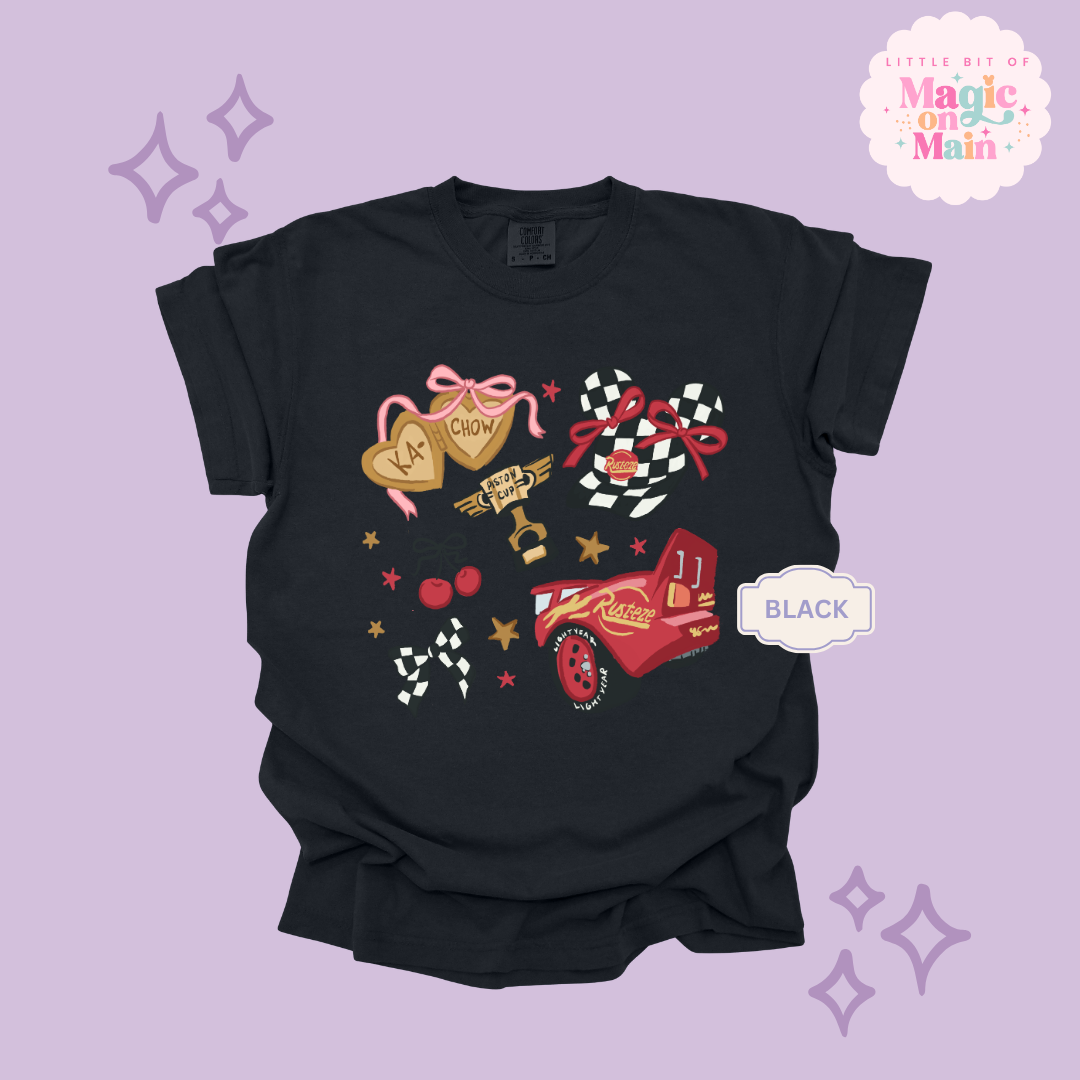 PRINTED RED CAR ELEMENTS COQUETTE - ADULT T-SHIRT
