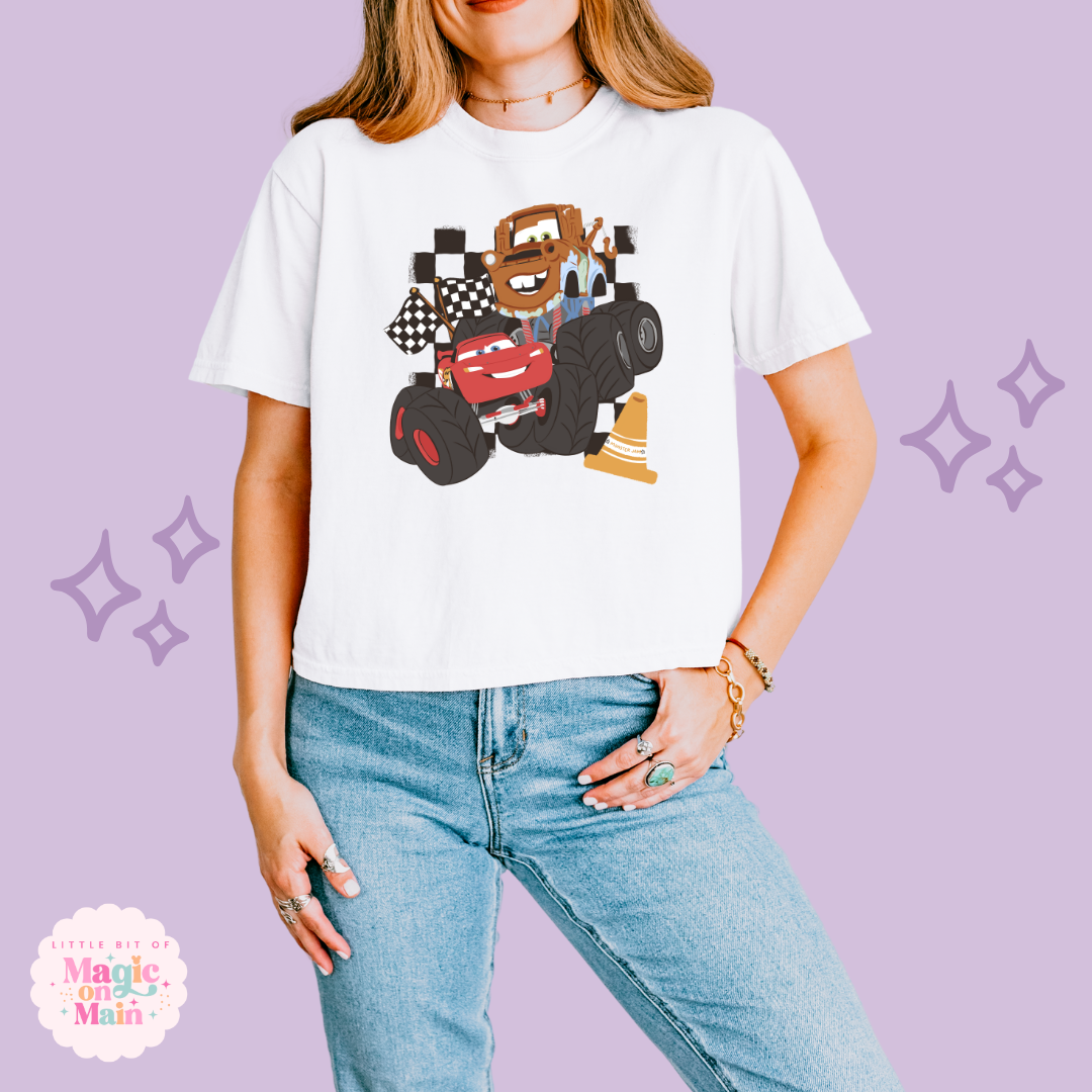 PRINTED CAR FRIENDS - WOMENS BOXY T-SHIRT