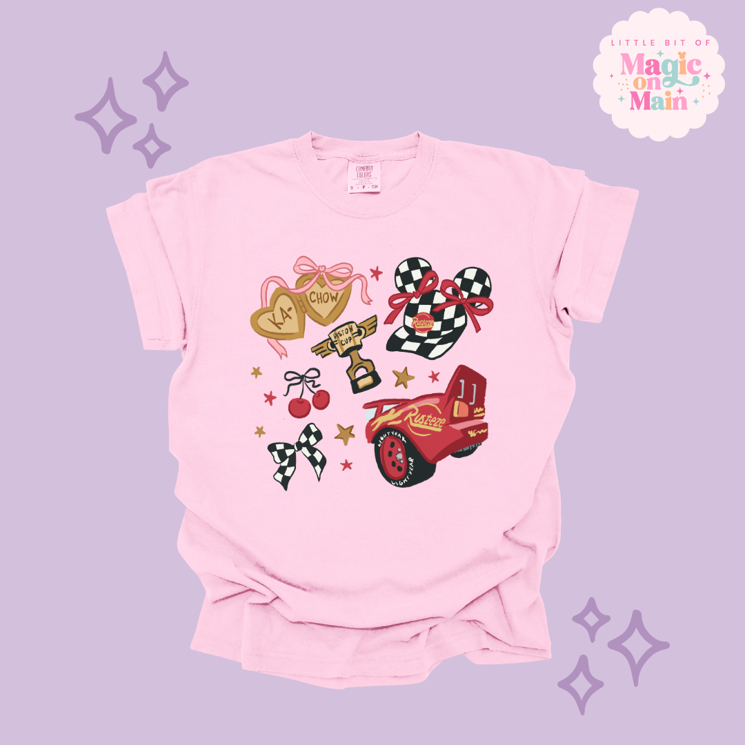 PRINTED RED CAR ELEMENTS COQUETTE - ADULT T-SHIRT