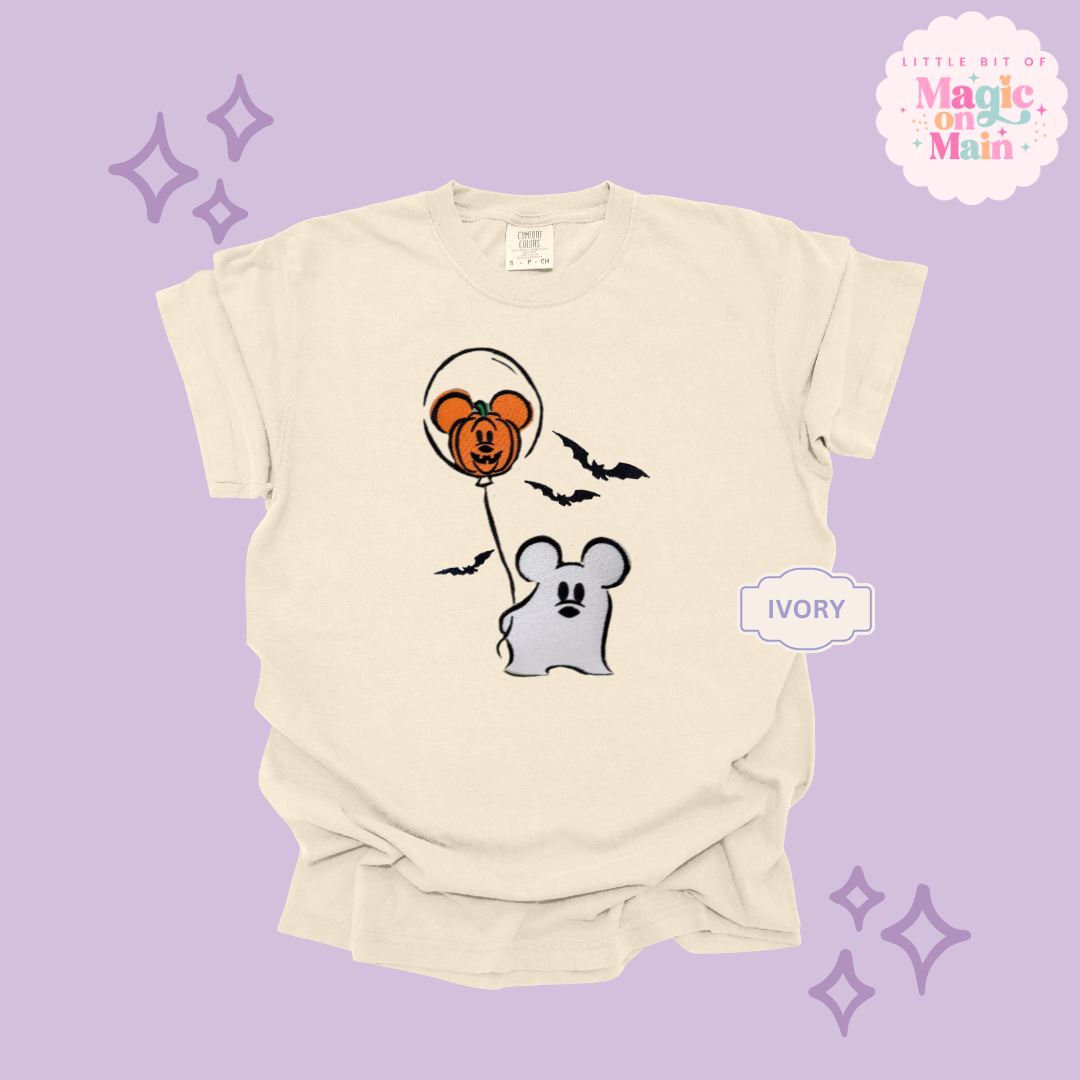 EMBROIDERED CLASSIC MICKEY GHOIST - ADULT T-SHIRT