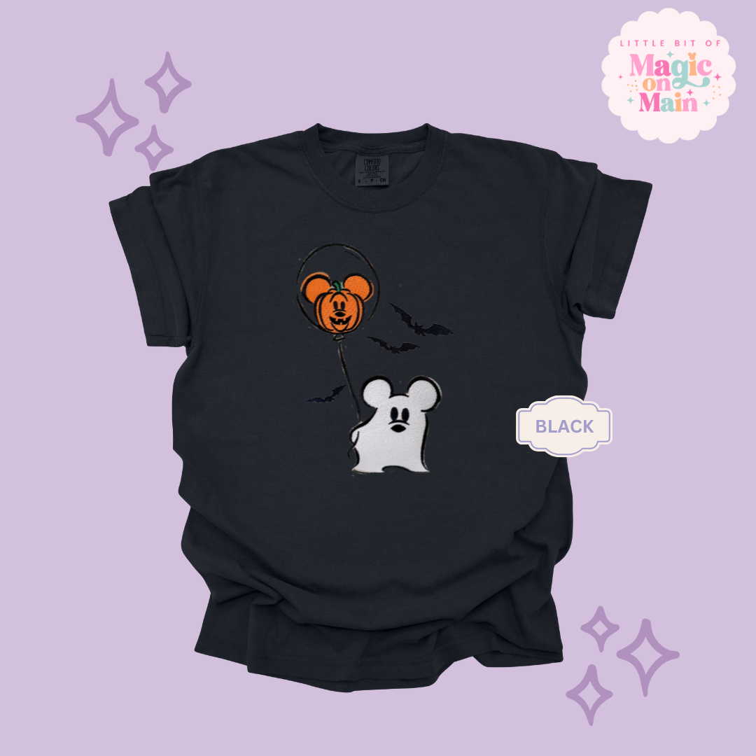 EMBROIDERED CLASSIC MICKEY GHOIST - ADULT T-SHIRT