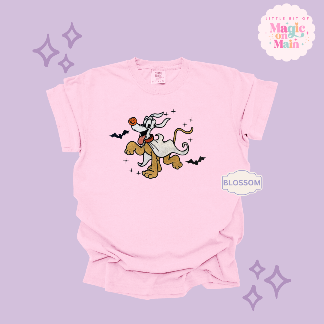 EMBROIDERED GHOST PLUTO - ADULT T-SHIRT