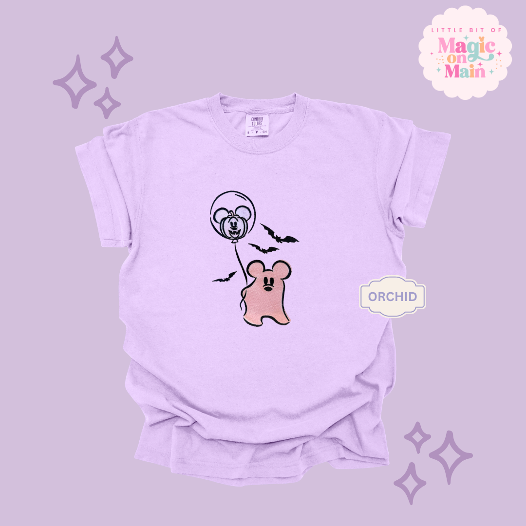 EMBROIDERED PINK MICKEY GHOIST - ADULT T-SHIRT