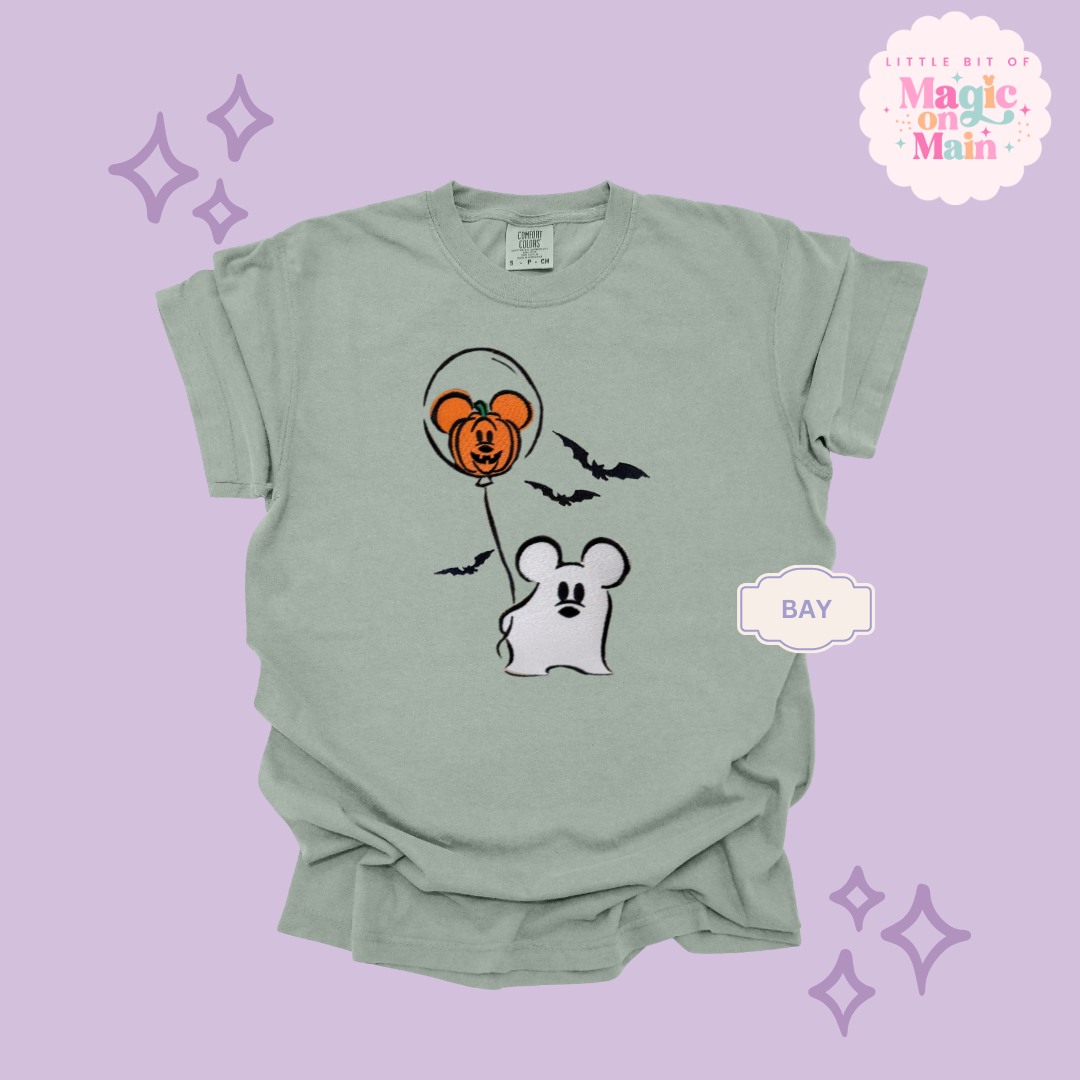 EMBROIDERED CLASSIC MICKEY GHOIST - ADULT T-SHIRT