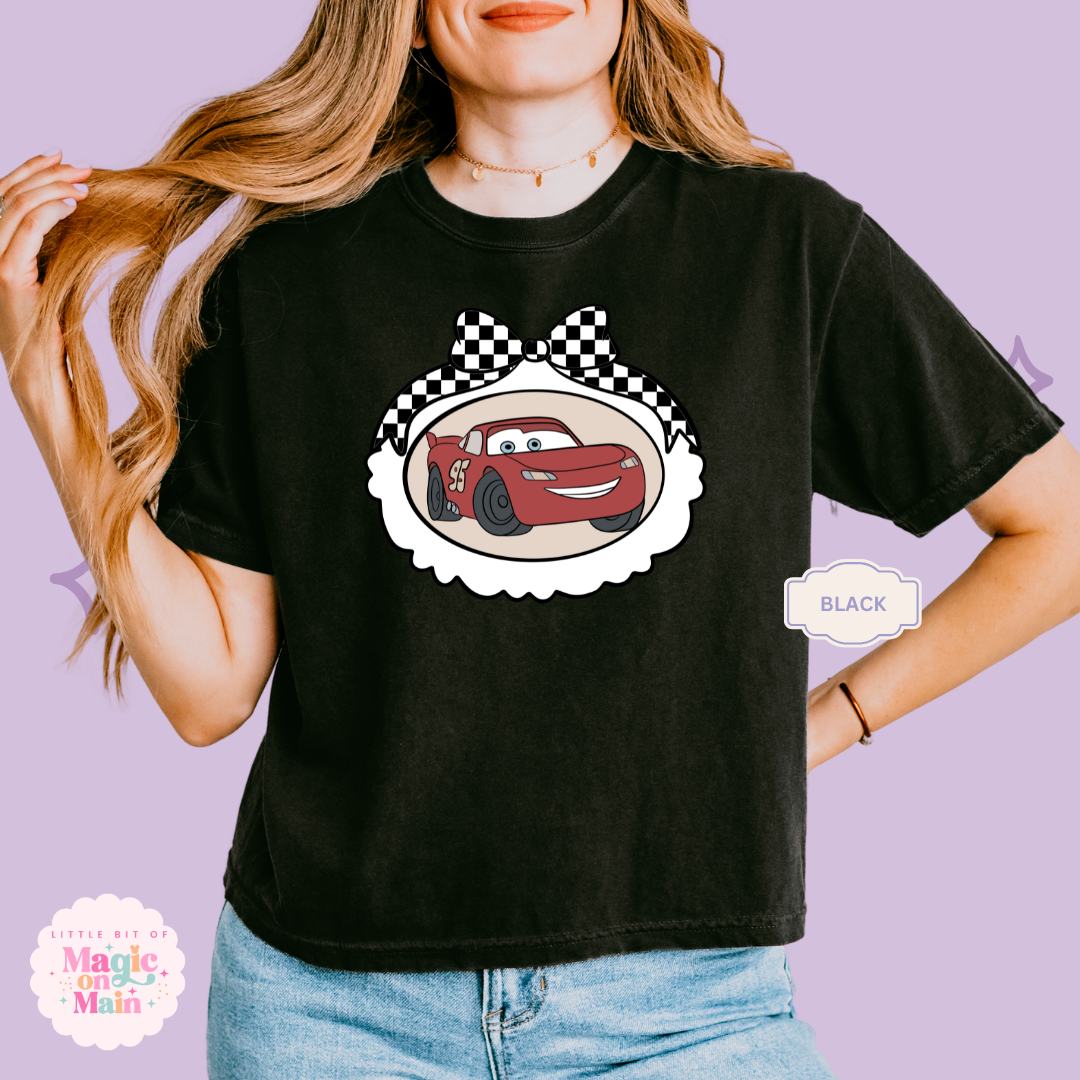 PRINTED RED CAR COQUETTE - WOMENS BOXY T-SHIRT