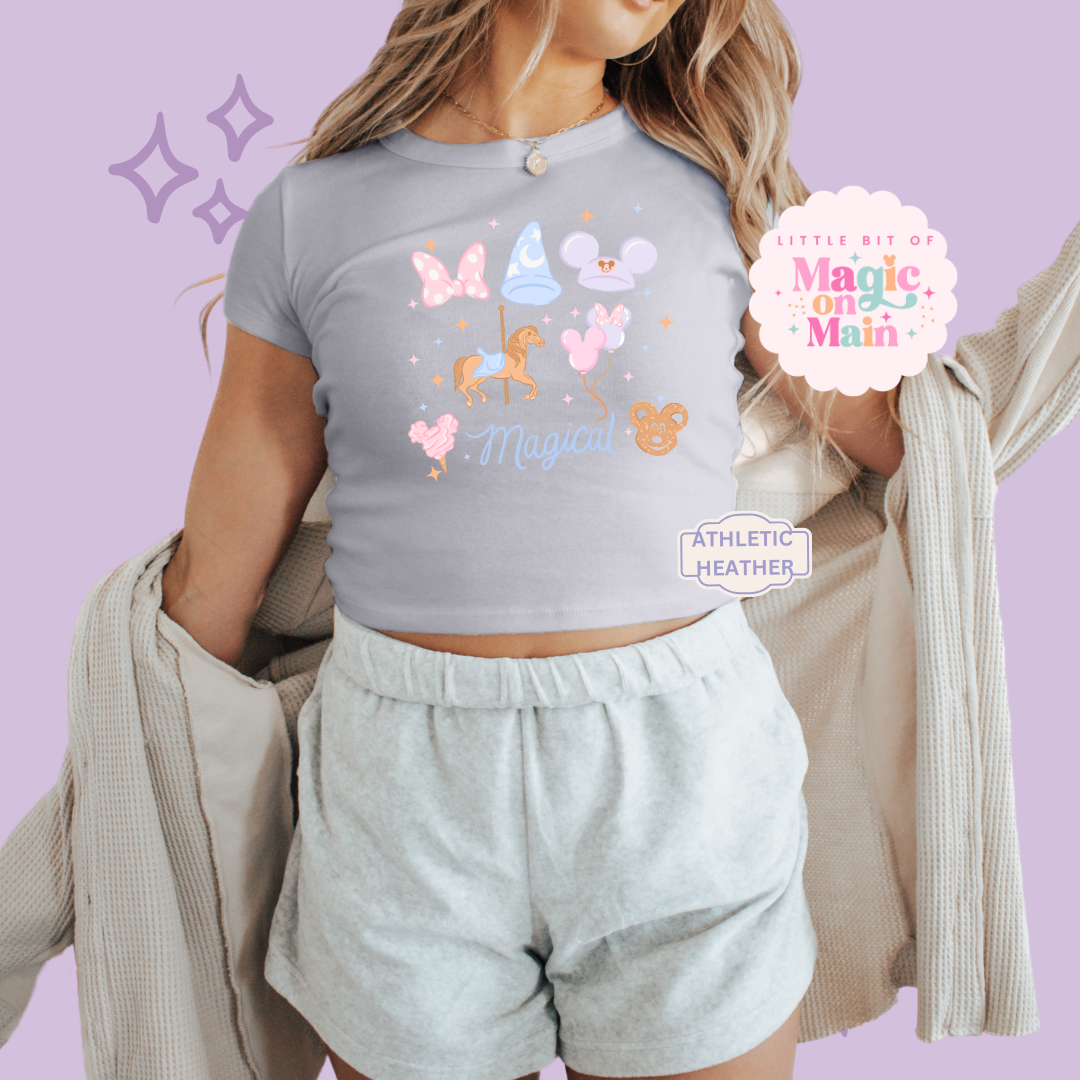 PRINTED MAGICAL - EXCLUSIVE TO MoM - WOMENS CROPPED RIBBED BABY TEE