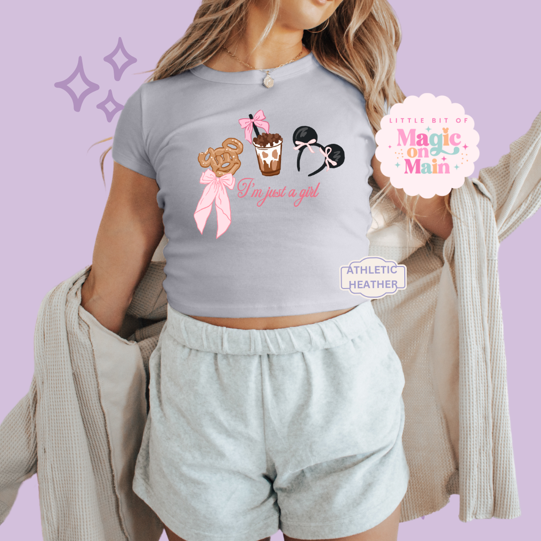 PRINTED PARK GIRLIE JUST A GIRL - WOMENS CROPPED RIBBED BABY TEE