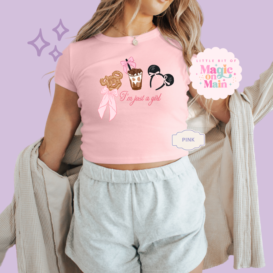 PRINTED PARK GIRLIE JUST A GIRL - WOMENS CROPPED RIBBED BABY TEE