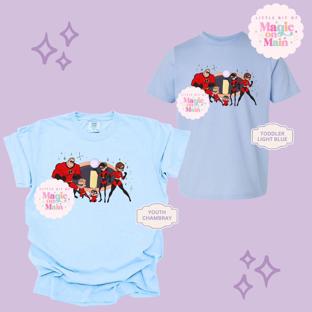 PRINTED SUPER HERO FAMILY W/SPARKLE - EXCLUSIVE TO MoM- YOUTH/TODDLER