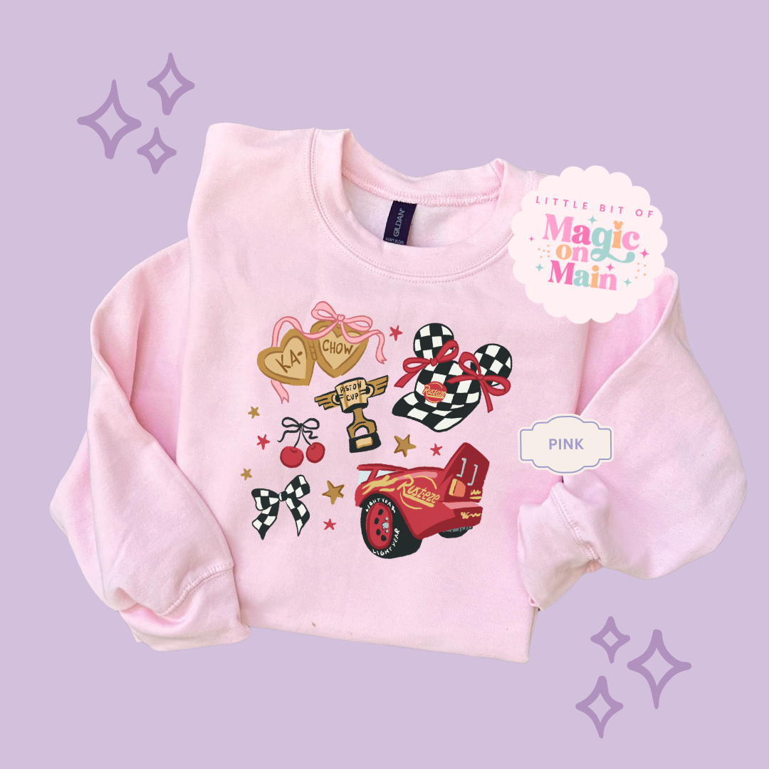 PRINTED RED CAR ELEMENTS COQUETTE - TODDLER / YOUTH SWEATSHIRT