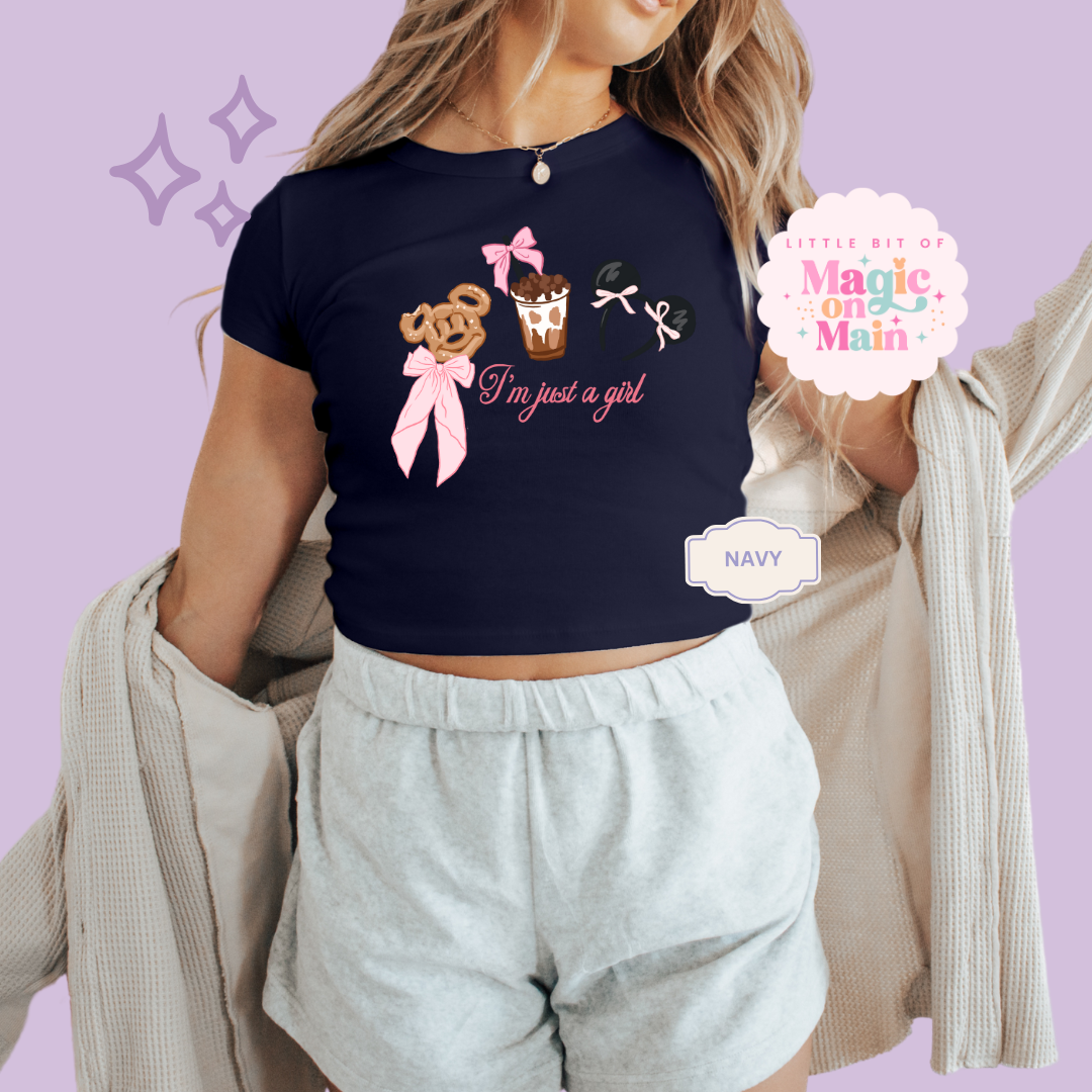 PRINTED PARK GIRLIE JUST A GIRL - WOMENS CROPPED RIBBED BABY TEE