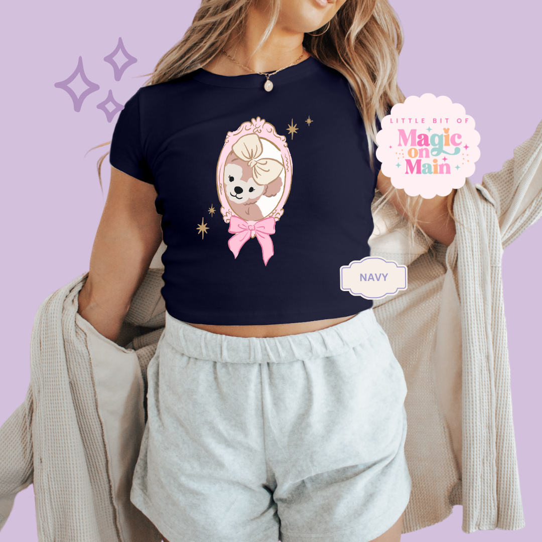 PRINTED PARK GIRLIE SHELLIE MAY - WOMENS CROPPED RIBBED BABY TEE