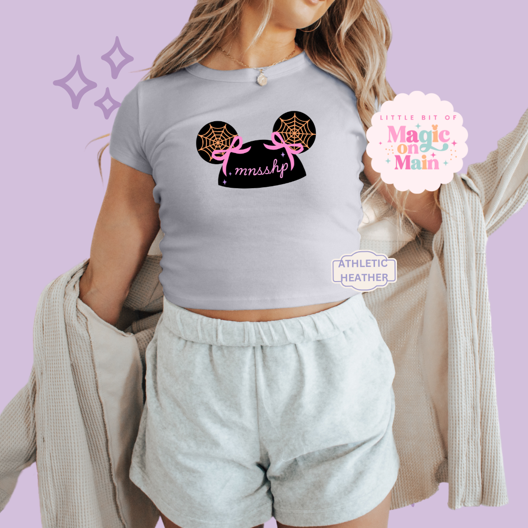 PRINTED HALLOWEEN PARTY HAT - EXCLUSIVE TO MoM - WOMENS CROPPED RIBBED BABY TEE