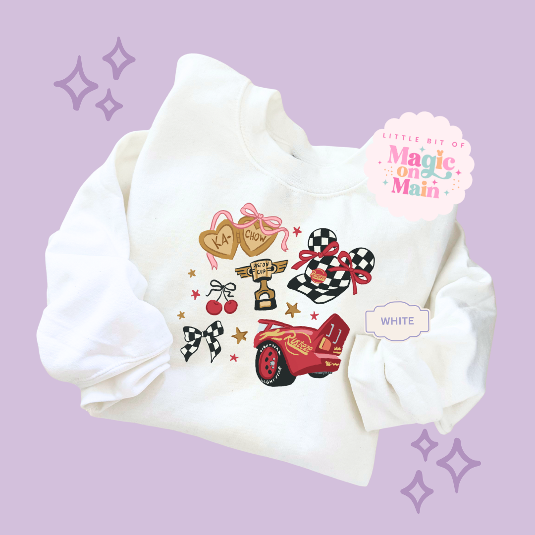 PRINTED RED CAR ELEMENTS COQUETTE - TODDLER / YOUTH SWEATSHIRT