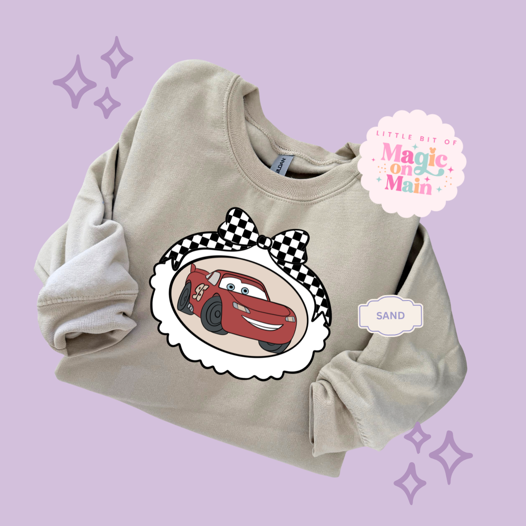 PRINTED RED CAR COQUETTE - ADULT SWEATSHIRT
