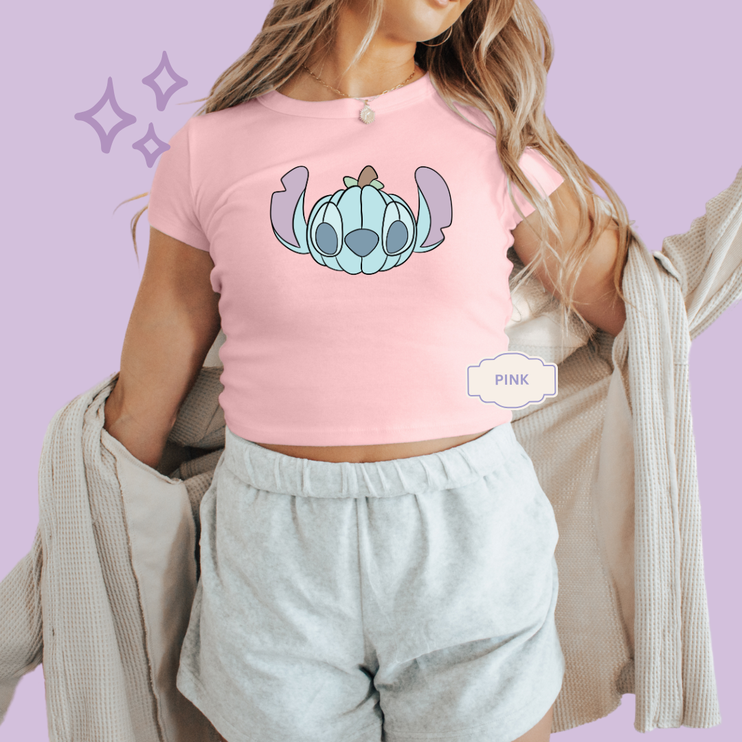 PRINTED 626 PUMPKIN - WOMENS CROPPED RIBBED BABY TEE