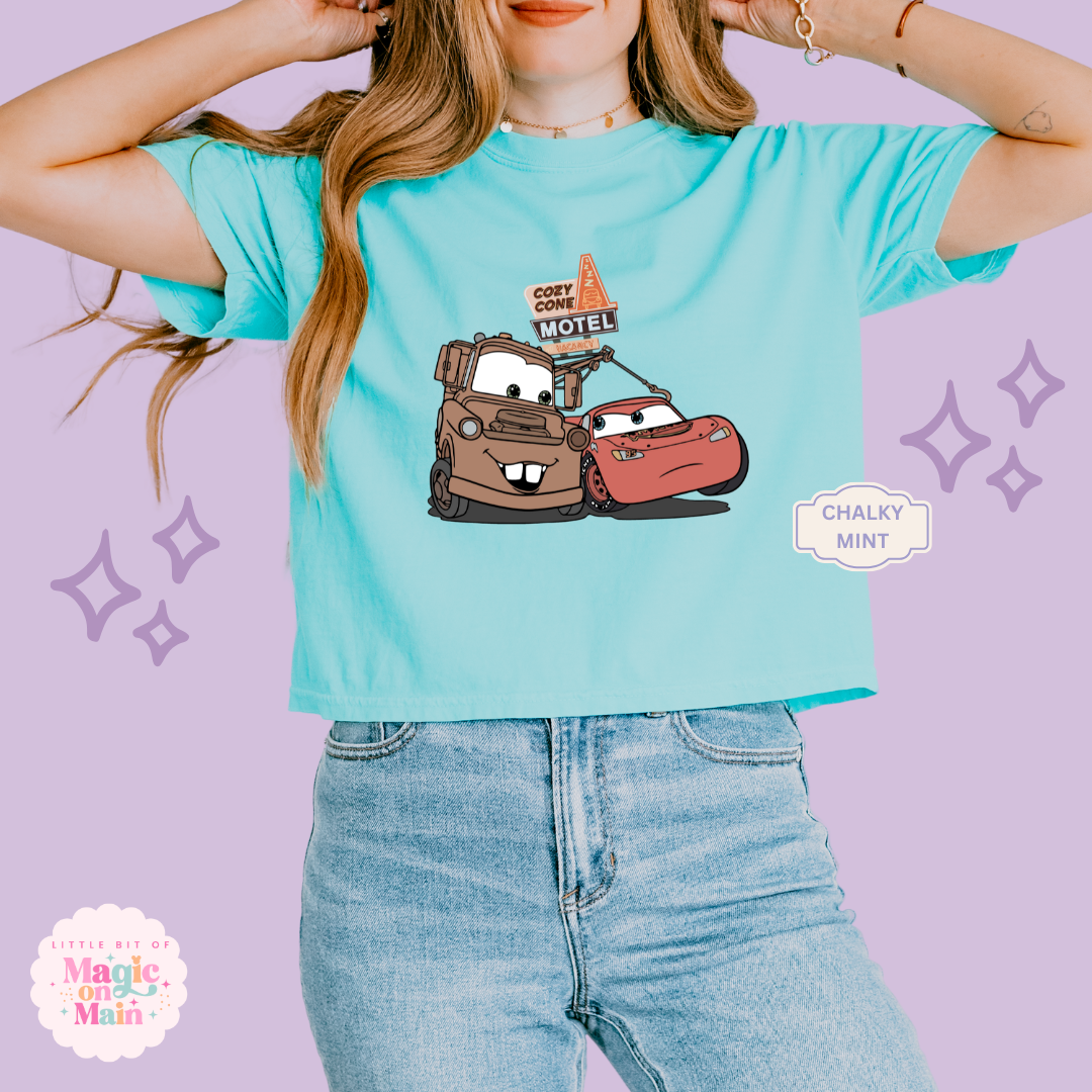 PRINTED CONE AND CAR - WOMENS BOXY T-SHIRT