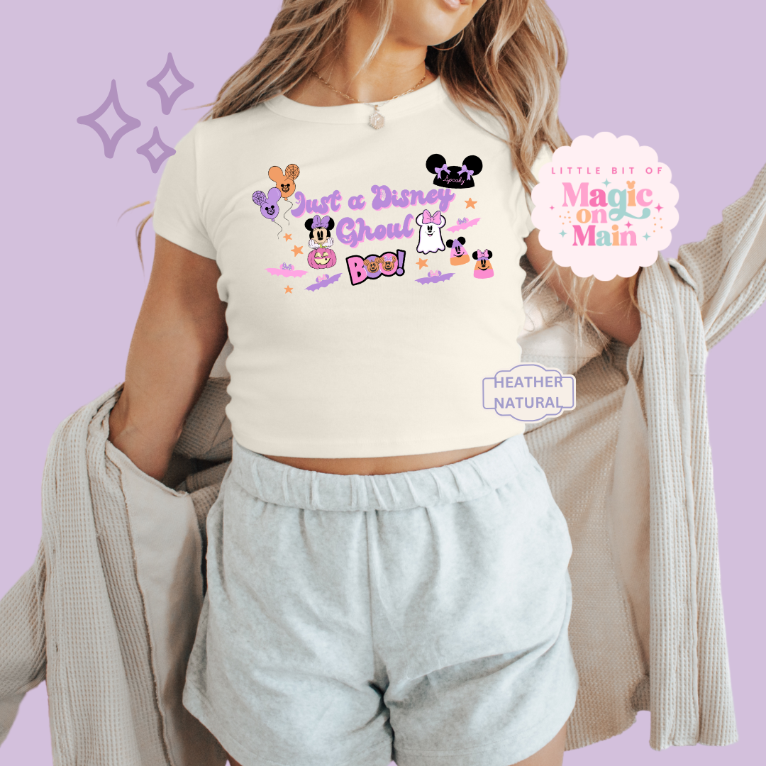 PRINTED JUST A GHOUL ELEMENTS - EXCLUSIVE TO MoM - WOMENS CROPPED RIBBED BABY TEE