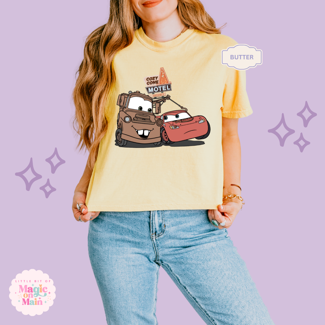 PRINTED CONE AND CAR - WOMENS BOXY T-SHIRT