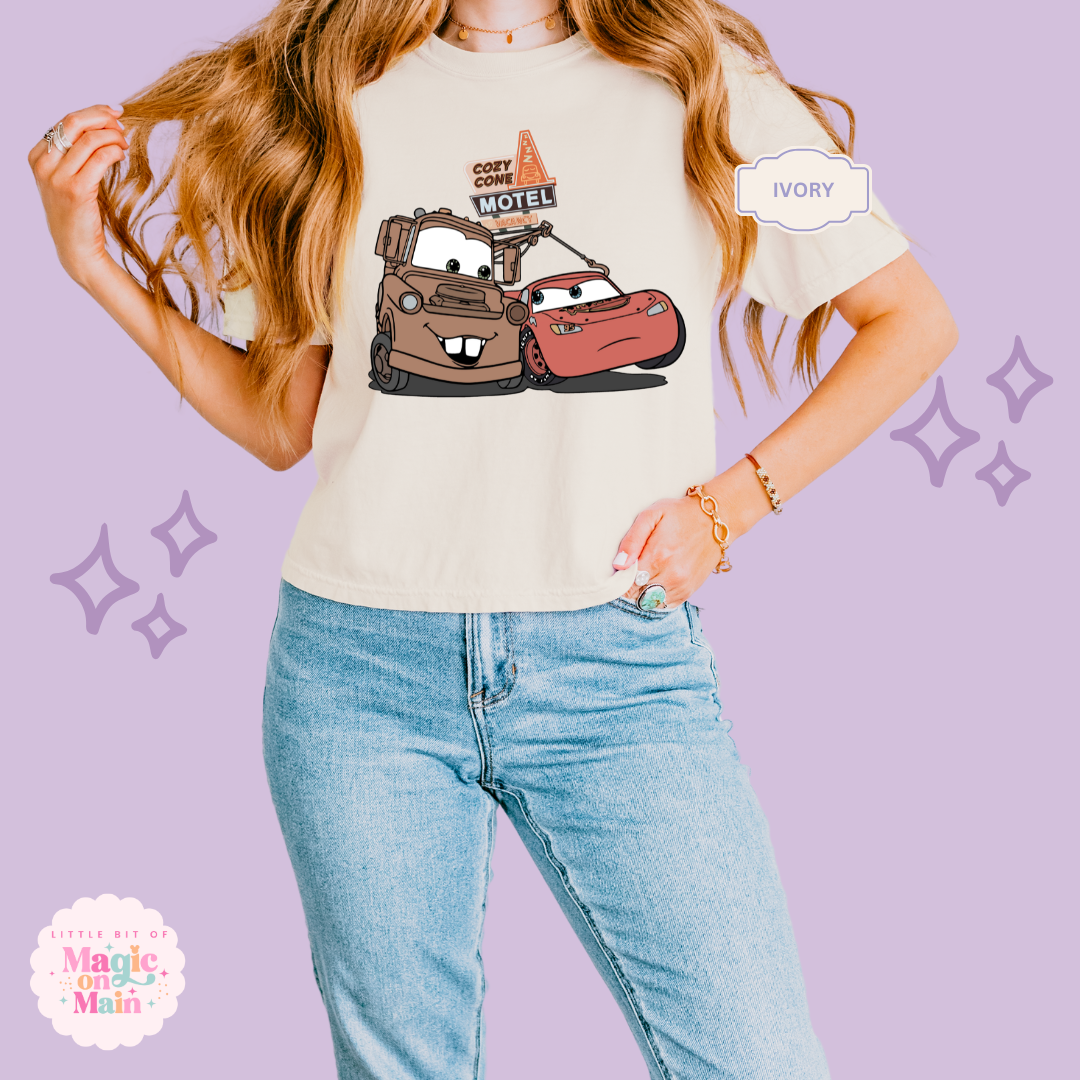 PRINTED CONE AND CAR - WOMENS BOXY T-SHIRT