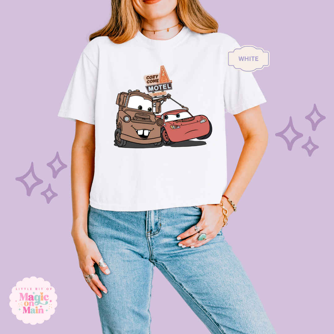 PRINTED CONE AND CAR - WOMENS BOXY T-SHIRT