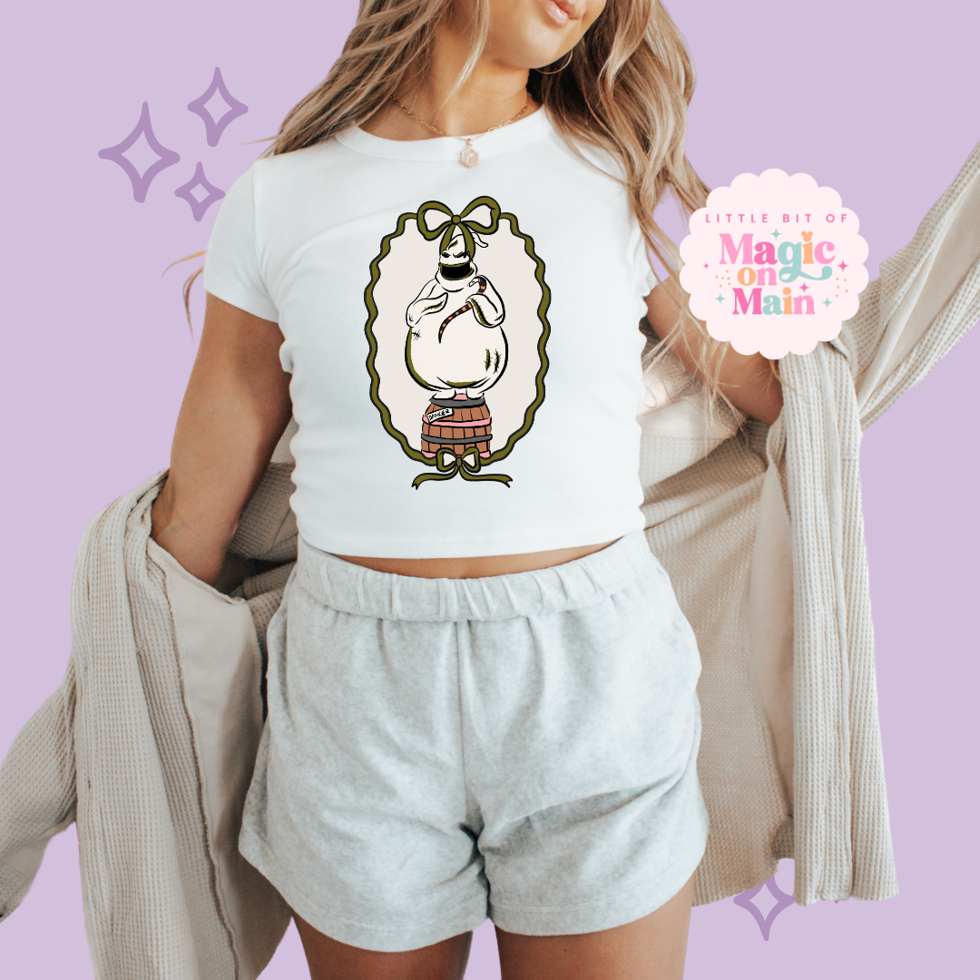 PRINTED OOGIE COQUETTE - WOMENS CROPPED RIBBED BABY TEE