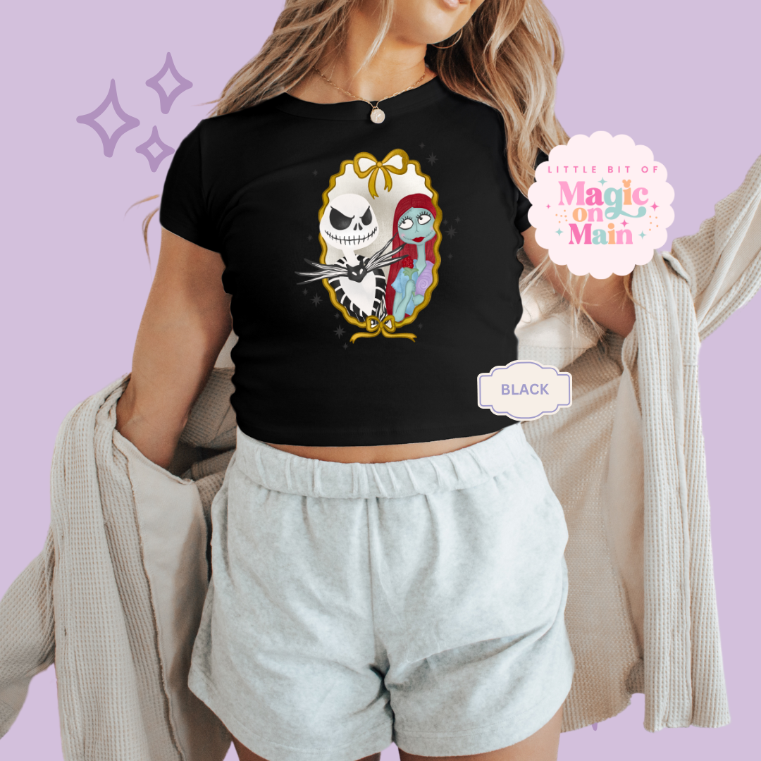 PRINTED JACK SALLY - WOMENS CROPPED RIBBED BABY TEE