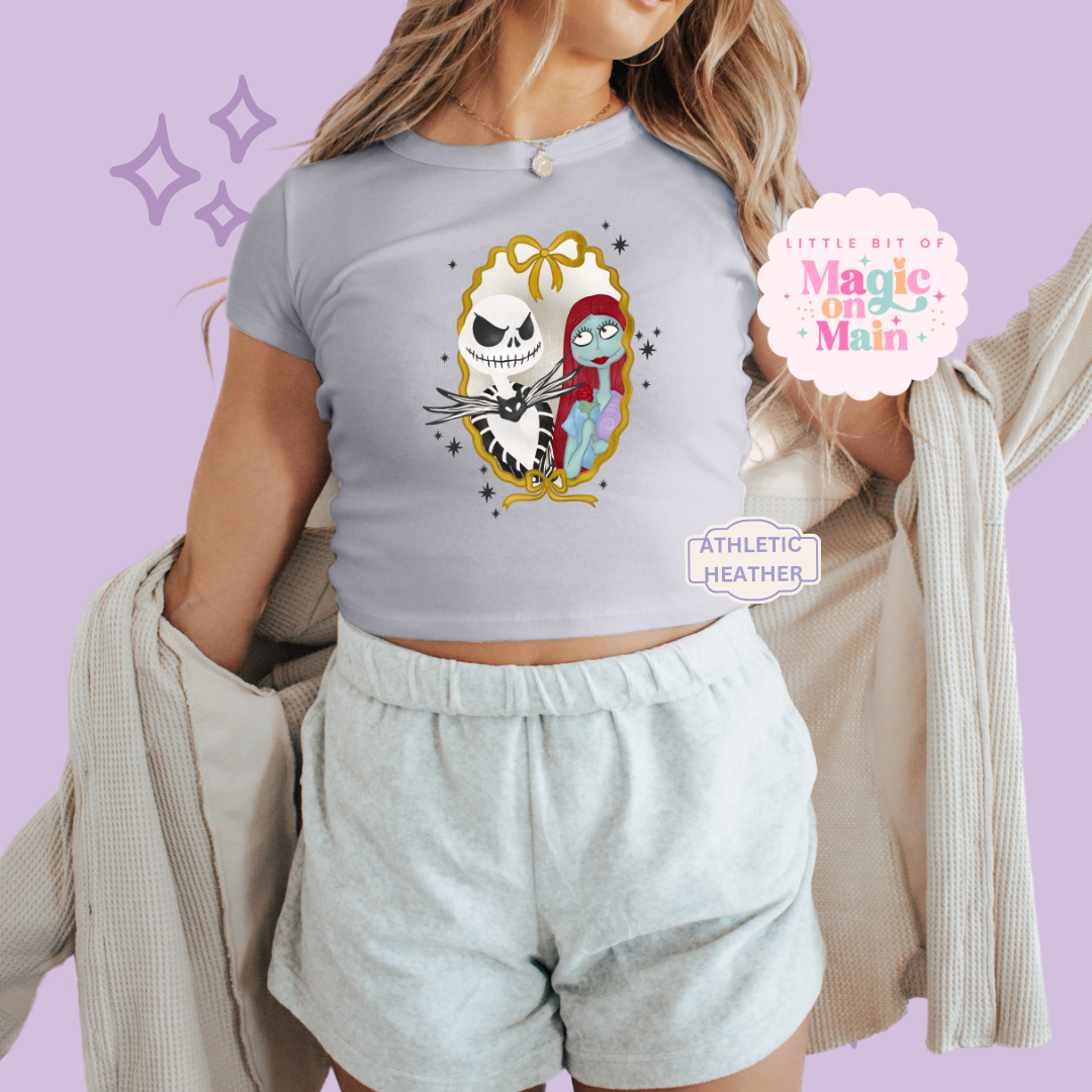 PRINTED JACK SALLY - WOMENS CROPPED RIBBED BABY TEE