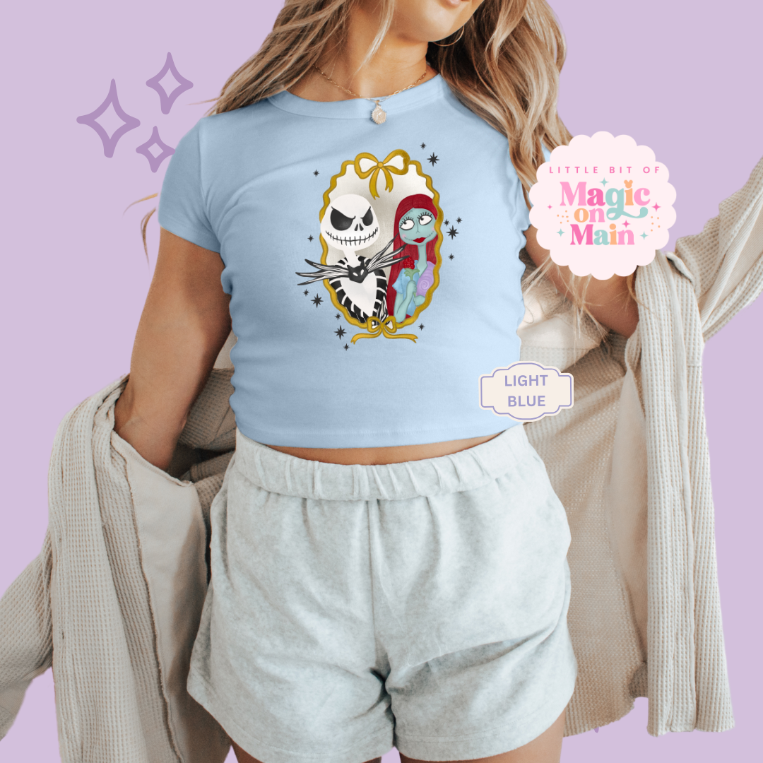 PRINTED JACK SALLY - WOMENS CROPPED RIBBED BABY TEE