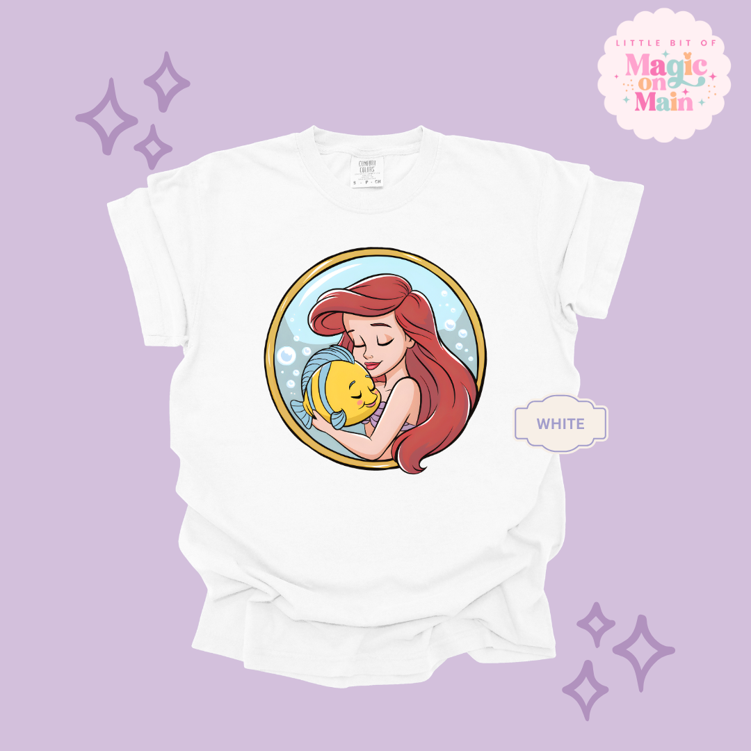PRINTED MERMAID ROUND LOCKET - ADULT T-SHIRT