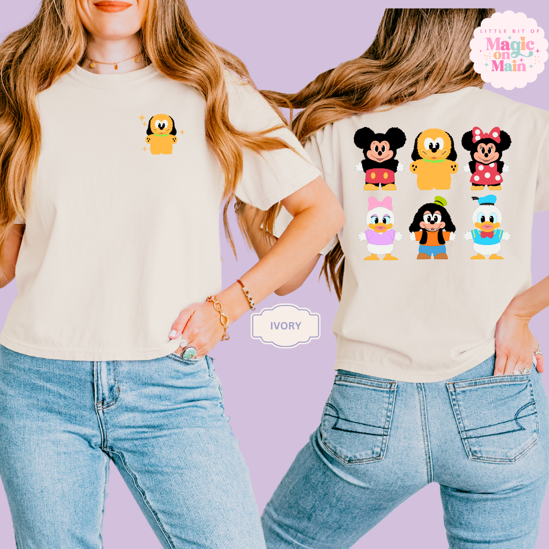 STUFFED CHARACTERS FRONT AND BACK PRINT - PLUTO - WOMENS BOXY T-SHIRT