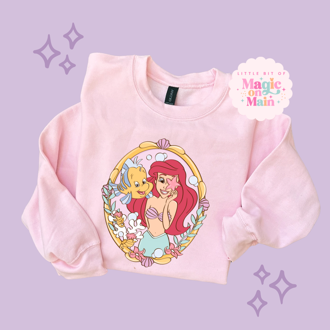 PRINTED MERMAID WITH FISH FRIEND - ADULT SWEATSHIRT