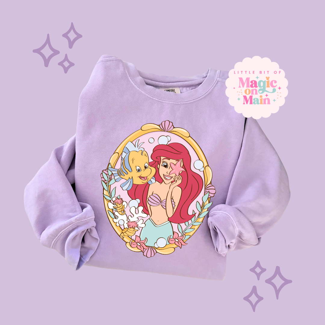 PRINTED MERMAID WITH FISH FRIEND - ADULT SWEATSHIRT
