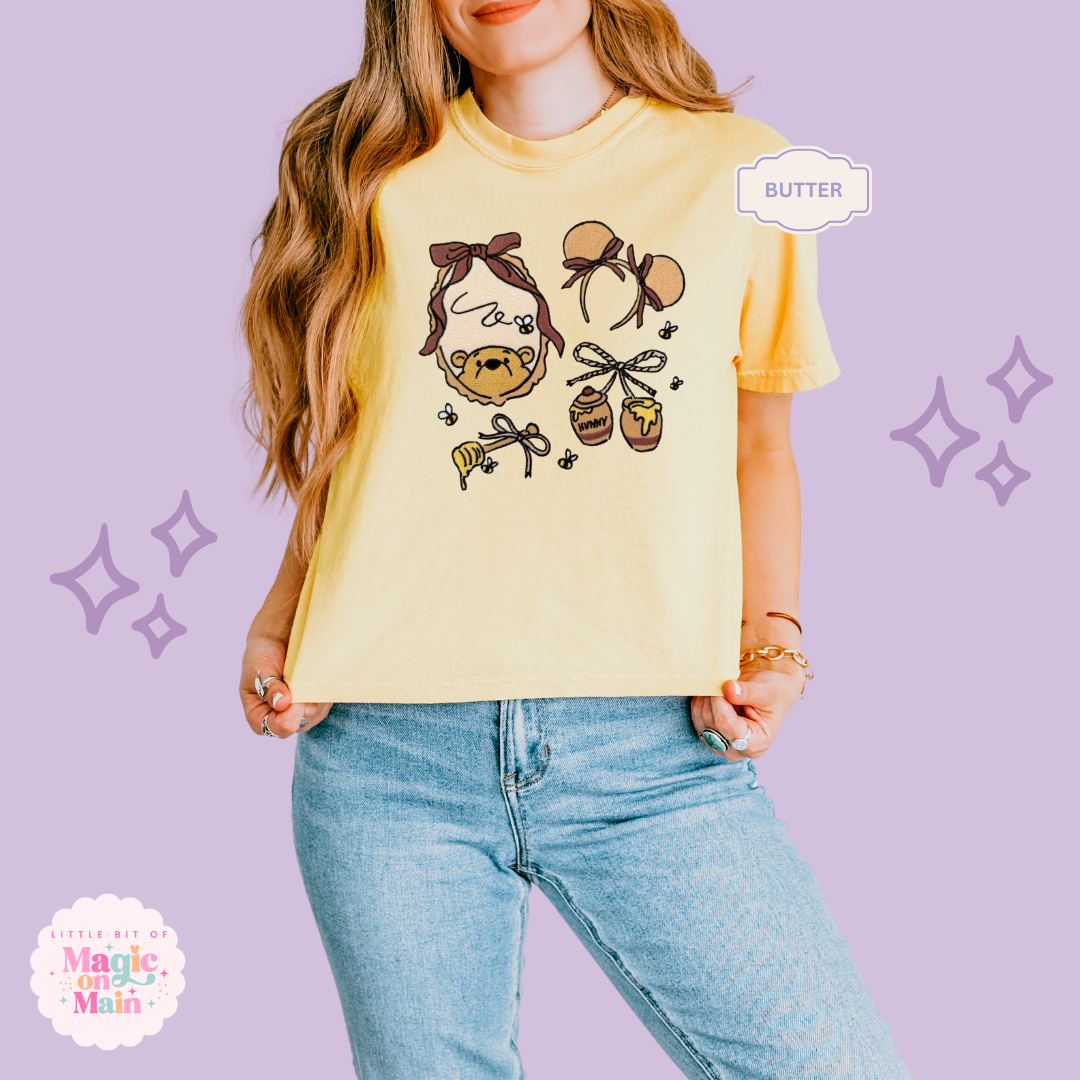 EMBROIDERED WINNIE THE POOH COQUETTE  - WOMENS BOXY T-SHIRT