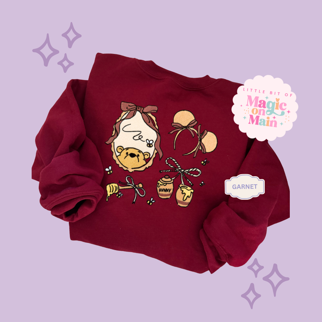 EMBROIDERED POOH COQUETTE - ADULT SWEATSHIRT