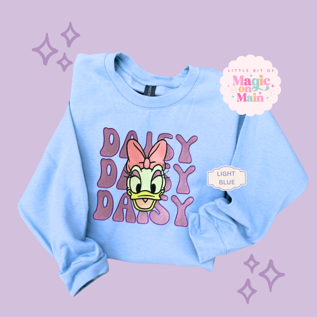 EMBROIDERED DAISY - ADULT SWEATSHIRT