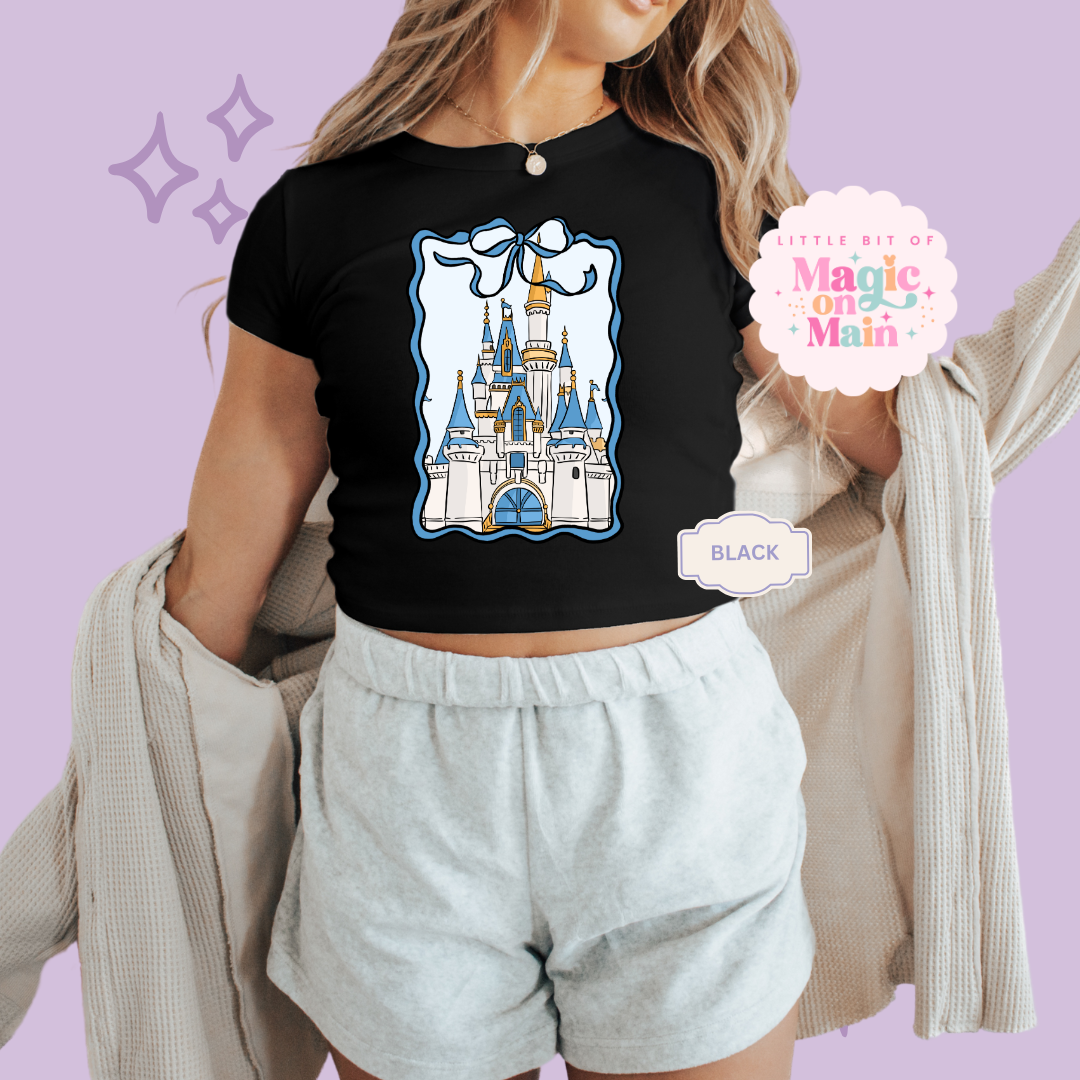 PRINTED DWORLD COQUETTE - WOMENS CROPPED RIBBED BABY TEE