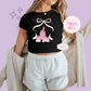 PRINTED CASTLE - WOMENS CROPPED RIBBED BABY TEE