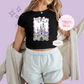 PRINTED DLAND COQUETTE - WOMENS CROPPED RIBBED BABY TEE