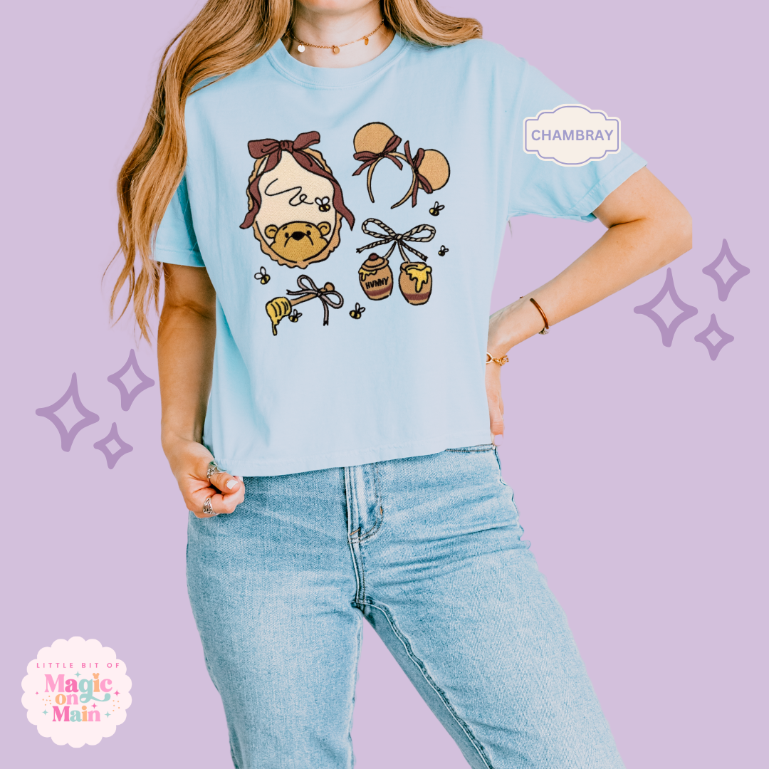 EMBROIDERED WINNIE THE POOH COQUETTE  - WOMENS BOXY T-SHIRT