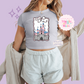 PRINTED DLAND COQUETTE - WOMENS CROPPED RIBBED BABY TEE