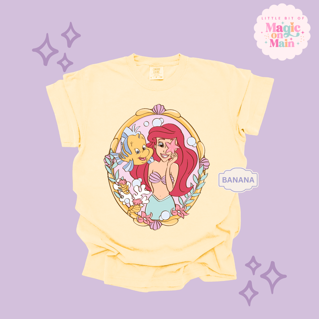 PRINTED MERMAID WITH FISH FRIEND - ADULT T-SHIRT