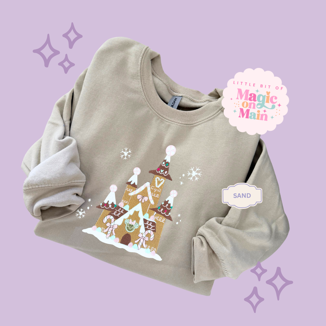 EMBROIDERED GINGERBREAD CASTLE - EXCLUSIVE TO MoM - ADULT SWEATSHIRT
