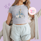 PRINTED DWORLD CASTLE - WOMENS CROPPED RIBBED BABY TEE